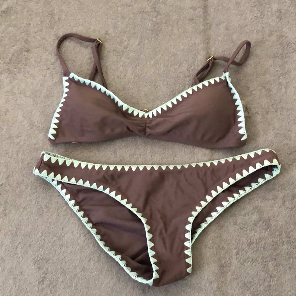 Damsel Purple Bikini Light Blue Detail Size Small